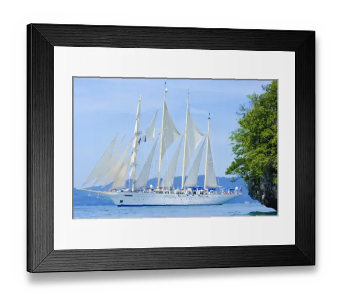 Framed Print : Thailand, Andaman Sea. Star Fyer clipper ship in the Ao Phang Nga Islands in hte Andaman Sea Framed Print : Thailand, Andaman Sea. Star Fyer clipper ship in the Ao Phang Nga Islands in hte Andaman Sea