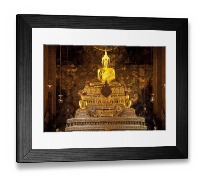 Framed Print : Bangkok, Thailand - Beautiful shrine at Wat Phra Kaeo with a golden Buddha statue Framed Print : Bangkok, Thailand - Beautiful shrine at Wat Phra Kaeo with a golden Buddha statue