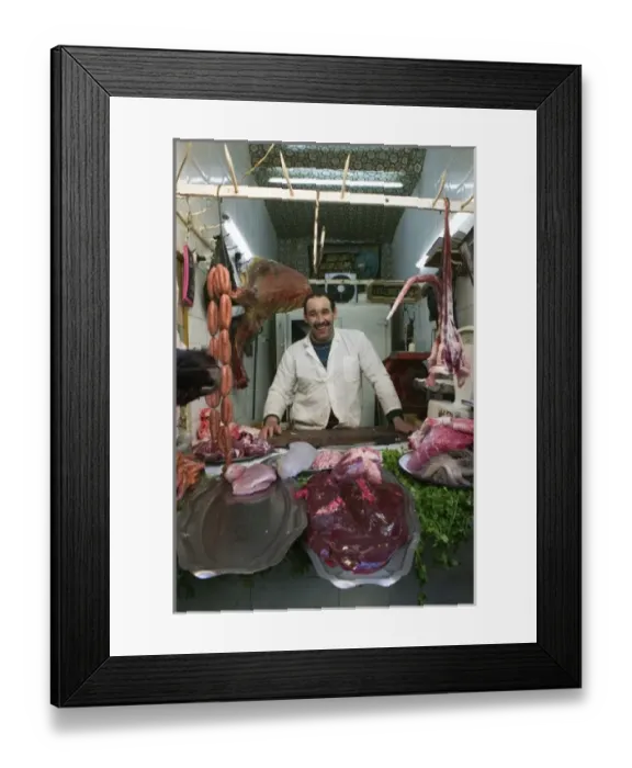 Framed Print : MOROCCO, Fes: Fes El, Bali (Old Fes), Hallal Butcher (MR) Framed Print : MOROCCO, Fes: Fes El, Bali (Old Fes), Hallal Butcher (MR)