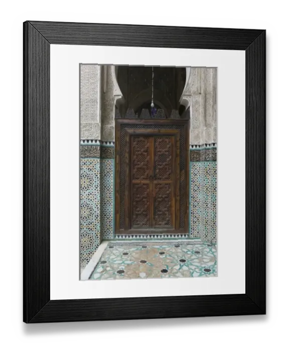 Framed Print : MOROCCO, Fes: Fes El, Bali (Old Fes), Madersa Bou Inania (b. 1357) Islamic College Doorway