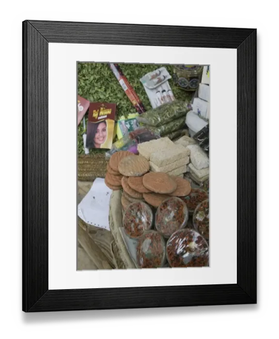 Framed Print : MOROCCO, Fes: Fes El, Bali (Old Fes), Henna Souq, Leaves of Henna Plant and Henna Kits Framed Print : MOROCCO, Fes: Fes El, Bali (Old Fes), Henna Souq, Leaves of Henna Plant and Henna Kits