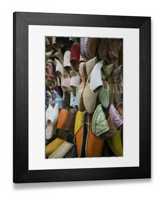 Framed Print : MOROCCO, Fes: Fes El, Bali (Old Fes), Babouches, Traditional Moroccan Slippers Framed Print : MOROCCO, Fes: Fes El, Bali (Old Fes), Babouches, Traditional Moroccan Slippers