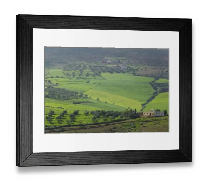 Framed Print : MOROCCO-Region Kandar et Sebou: Spring Countryside by town of EL MENZEL Framed Print : MOROCCO-Region Kandar et Sebou: Spring Countryside by town of EL MENZEL