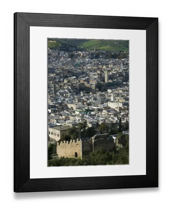 Framed Print : MOROCCO, Fes: Fes El, Bali (Old Fes), Late Afternoon Town View from Borj Sud Fortress Framed Print : MOROCCO, Fes: Fes El, Bali (Old Fes), Late Afternoon Town View from Borj Sud Fortress