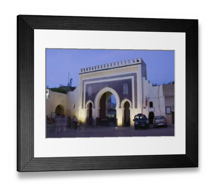 Framed Print : MOROCCO, Fes: Fes El, Bali (Old Fes), Evening View of the Bab Bou Jeloud Gate Main Framed Print : MOROCCO, Fes: Fes El, Bali (Old Fes), Evening View of the Bab Bou Jeloud Gate Main