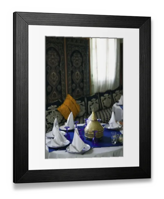 Framed Print : MOROCCO-Tafilalt-RISSANI: Hotel Kasbah Asmaa- Moroccan Restaurant Interior Framed Print : MOROCCO-Tafilalt-RISSANI: Hotel Kasbah Asmaa- Moroccan Restaurant Interior