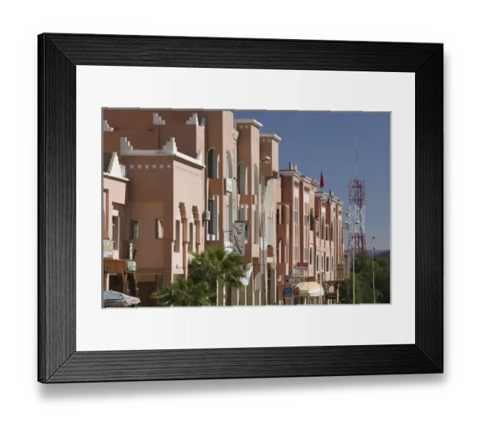 Framed Print : MOROCCO, South of the High Atlas, OUARZAZATE: Buildings along Avenue Moulay Rachid