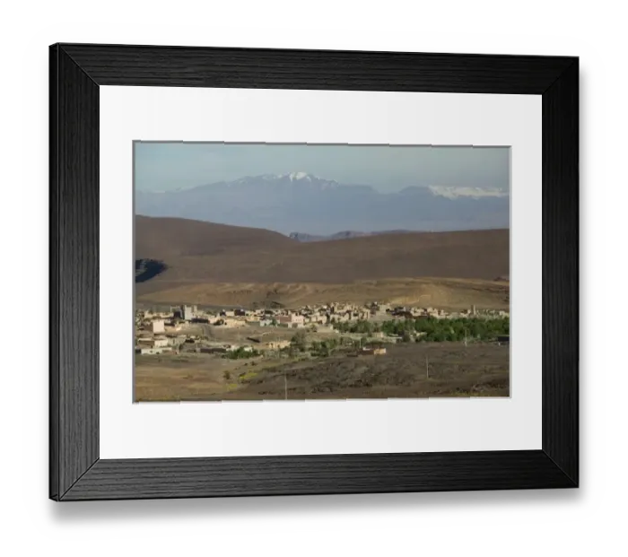 Framed Print : MOROCCO, Draa Valley, AIT SAOUN: Village and High Atlas Mountains