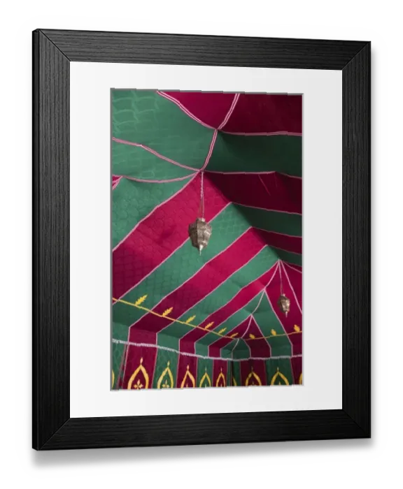 Framed Print : MOROCCO, Draa Valley, ZAGORA: Interior of Moroccan Dinner Tent Hotel Ksar Tinsouline