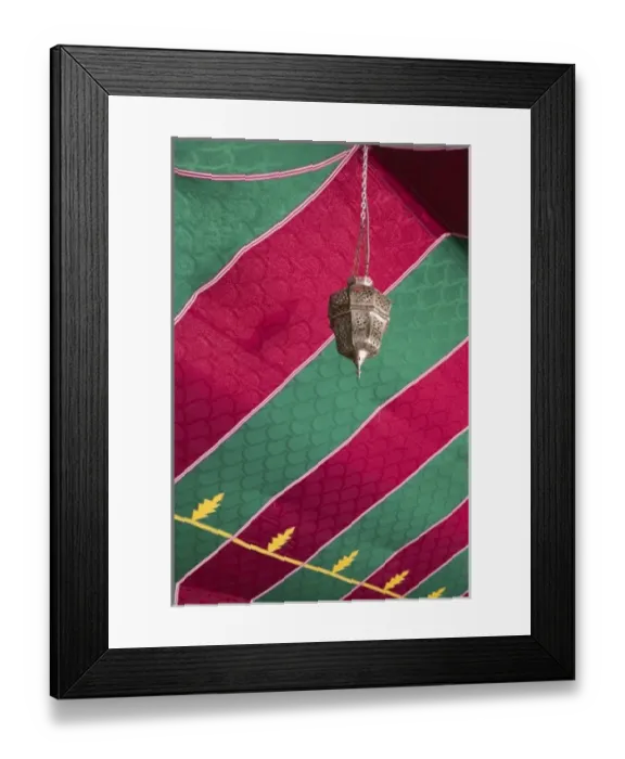 Framed Print : MOROCCO, Draa Valley, ZAGORA: Interior of Moroccan Dinner Tent Hotel Ksar Tinsouline