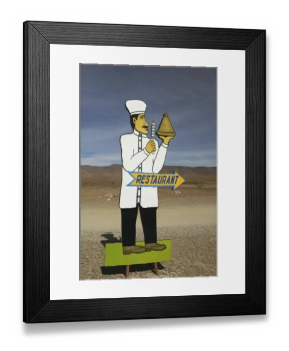 Framed Print : MOROCCO, Draa Valley, AGDZ: Moroccan Chef restaurant Sign Framed Print : MOROCCO, Draa Valley, AGDZ: Moroccan Chef restaurant Sign