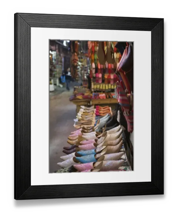 Framed Print : MOROCCO, MARRAKECH: The Souqs of Marrakech (Markets) Babouches (Slippers at the Slipper Framed Print : MOROCCO, MARRAKECH: The Souqs of Marrakech (Markets) Babouches (Slippers at the Slipper