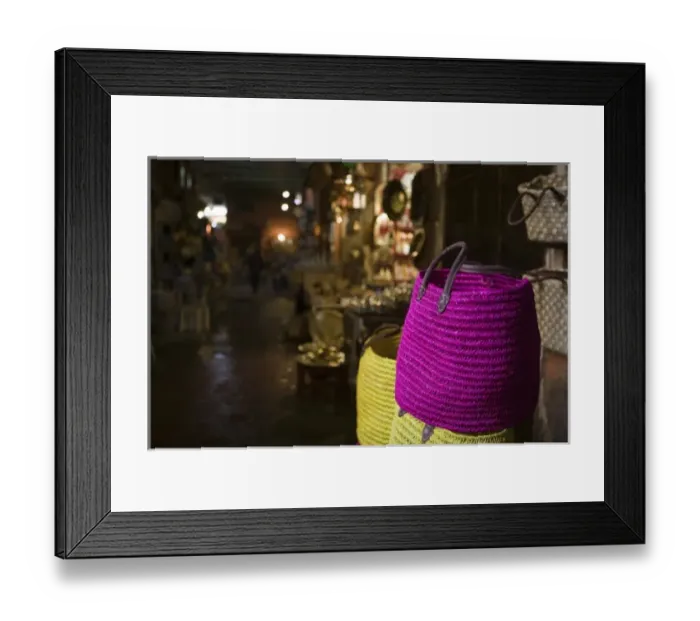 Framed Print : MOROCCO, MARRAKECH: The Souqs of Marrakech (Markets) Woven Bags Framed Print : MOROCCO, MARRAKECH: The Souqs of Marrakech (Markets) Woven Bags