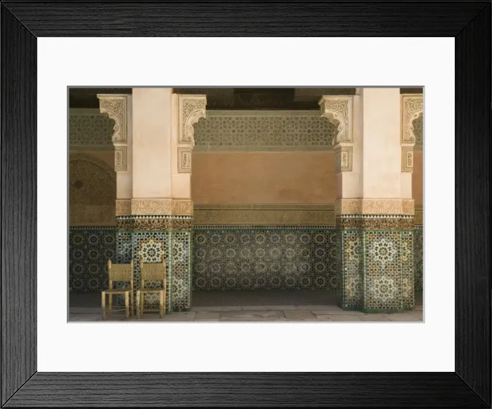 Framed Print : MOROCCO, MARRAKECH: Ali Ben Youssef Madersa Theological College (b. 1565) Courtyard Detail Framed Print : MOROCCO, MARRAKECH: Ali Ben Youssef Madersa Theological College (b. 1565) Courtyard Detail