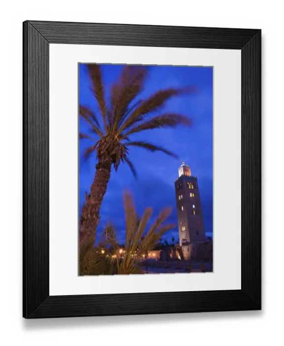 Framed Print : MOROCCO, MARRAKECH: Koutoubia Mosque (b. 1199) evening