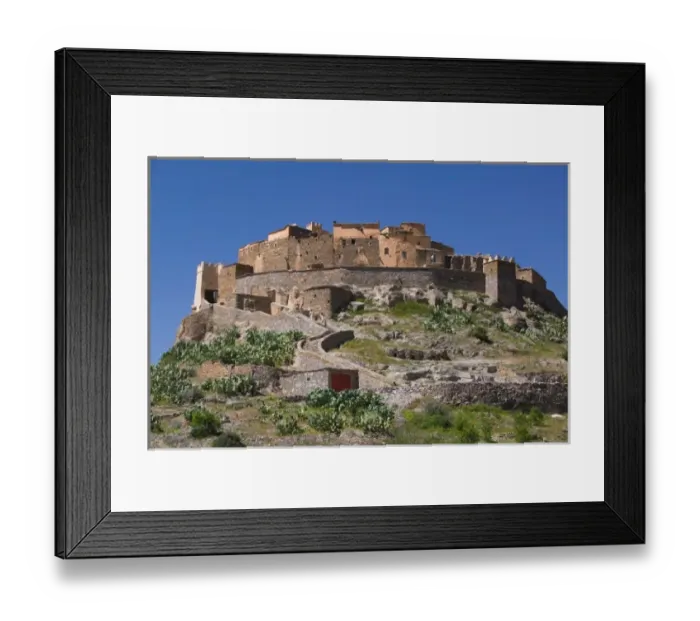 Framed Print : MOROCCO, Anti Atlas, Road to TAFRAOUTE: TIZORGAN, Circular Fortified Village / Exterior Framed Print : MOROCCO, Anti Atlas, Road to TAFRAOUTE: TIZORGAN, Circular Fortified Village / Exterior