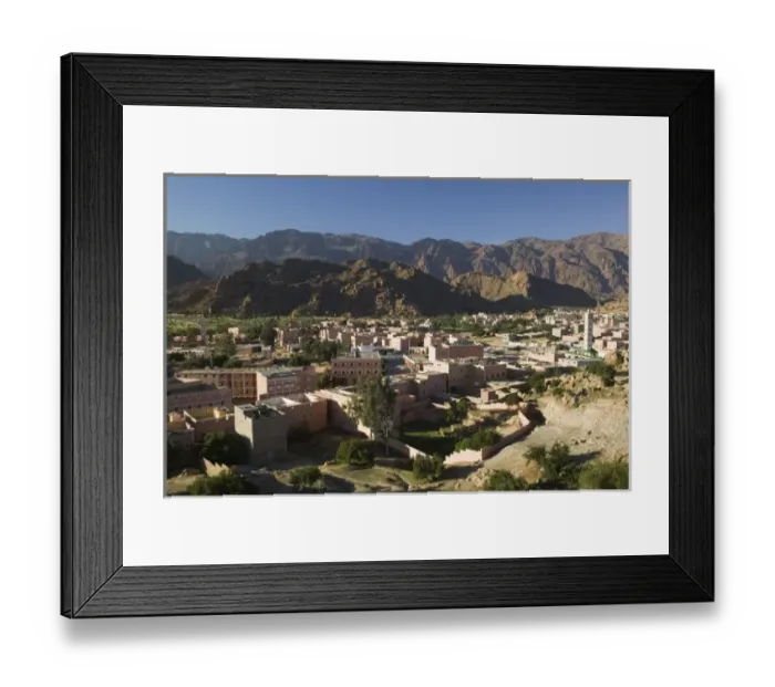 Framed Print : MOROCCO, Anti Atlas, TAFRAOUTE: Town View  /  Sunset