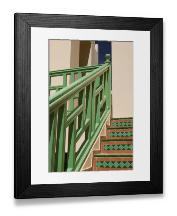 Framed Print : MOROCCO, Atlantic Coast, ESSAOUIRA: Ryad Mogador Hotel / Detail of Stairs Framed Print : MOROCCO, Atlantic Coast, ESSAOUIRA: Ryad Mogador Hotel / Detail of Stairs