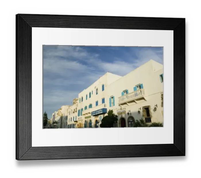 Framed Print : MOROCCO, Atlantic Coast, ESSAOUIRA: Buildings along Avenue Oqba Ben Nafli
