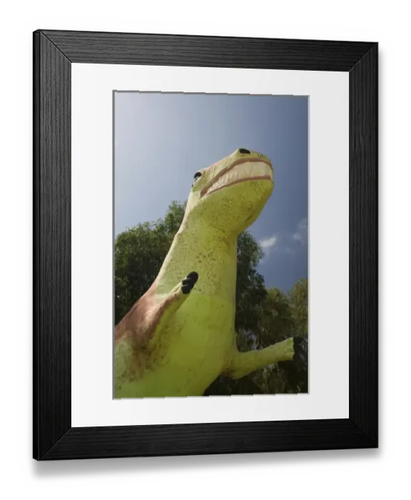 Framed Print : MOROCCO, Atlantic Coast, EL, JADIDA (Area): Dinosaur Park Statue  /  Resort town of SIDI