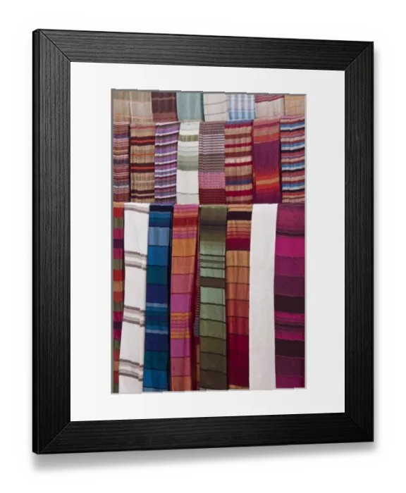 Framed Print : Woven fabrics, Essaouira, Morocco Framed Print : Woven fabrics, Essaouira, Morocco