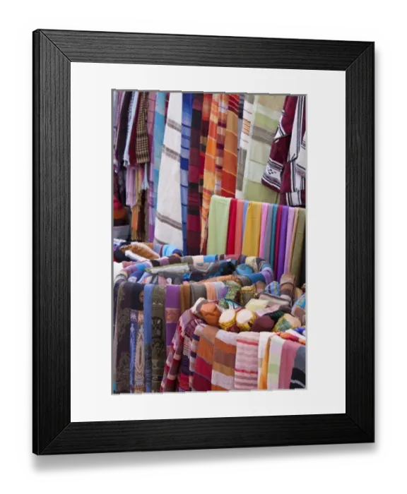 Framed Print : Woven fabrics, Essaouira, Morocco