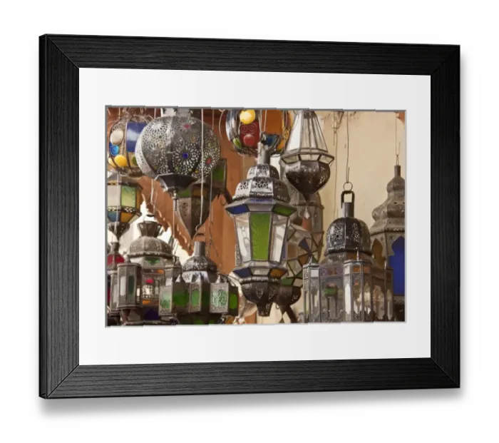 Framed Print : Decorative lamps in Fes medina, Morocco Framed Print : Decorative lamps in Fes medina, Morocco