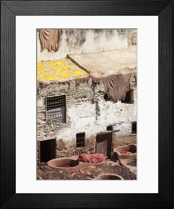 Framed Print : Leather dyeing vats, Fes medina, Morocco Framed Print : Leather dyeing vats, Fes medina, Morocco