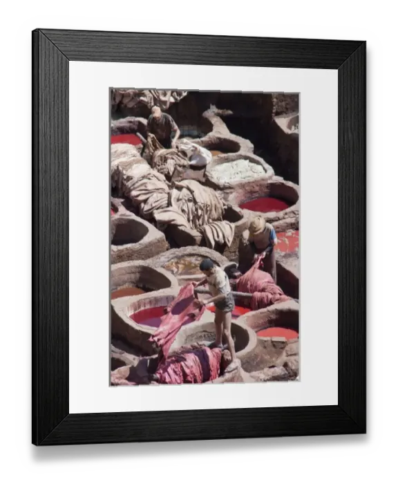Framed Print : Leather dyeing vats, Fes medina, Morocco Framed Print : Leather dyeing vats, Fes medina, Morocco