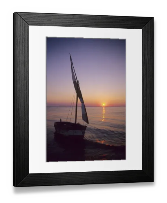 Framed Print : Mozambique: Bazaruto Archipelago, Benguerra Island, local fishing boat, sunset Framed Print : Mozambique: Bazaruto Archipelago, Benguerra Island, local fishing boat, sunset