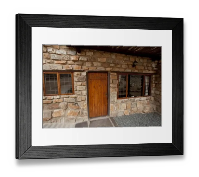 Framed Print : Namibia, Aus. The front door of Boulder chalet at the Klein Aus Vista Framed Print : Namibia, Aus. The front door of Boulder chalet at the Klein Aus Vista