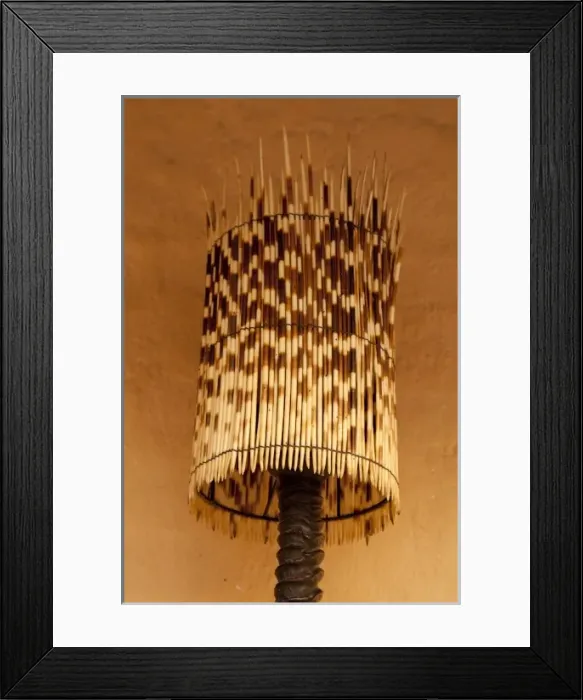 Framed Print : Namibia, Opuwo. A lamp made of porcupine quills at the Opuwo Country Lodge