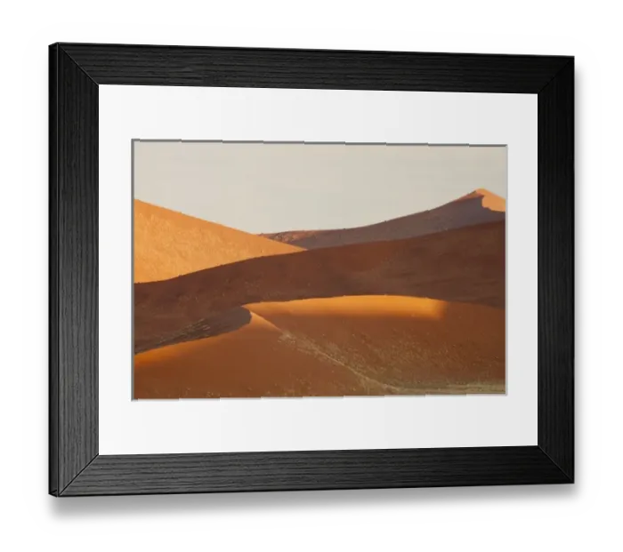 Framed Print : Namibia, Namib-Naukluft Park, Sossusvlei. Sunrise over the sand dunes