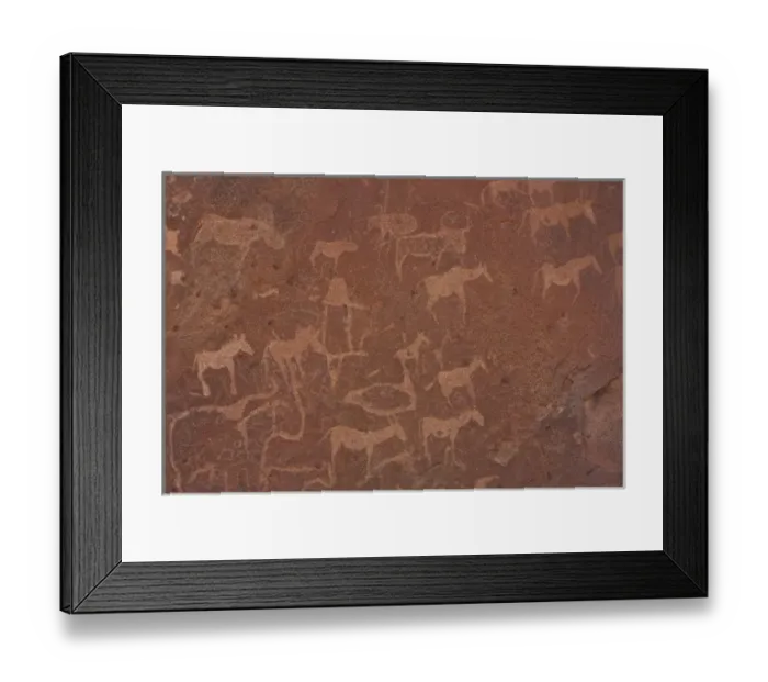 Framed Print : Namibia, Damaraland, Twyfelfontein. Close-up of rock engravings or petroglyphs Framed Print : Namibia, Damaraland, Twyfelfontein. Close-up of rock engravings or petroglyphs