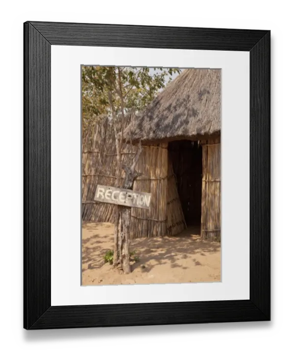 Framed Print : Africa, Namibia, Caprivi Strip. Reception hut sign in Mbukushu Tribe village Framed Print : Africa, Namibia, Caprivi Strip. Reception hut sign in Mbukushu Tribe village