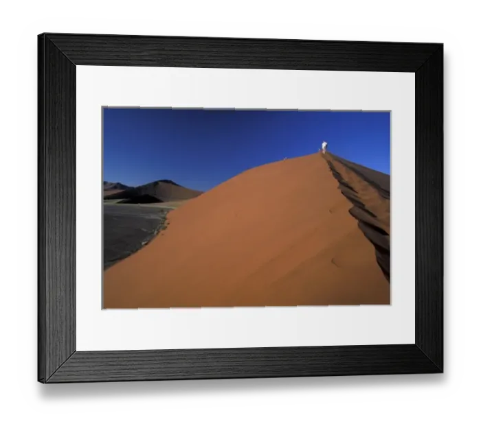 Framed Print : Africa, Namibia, Sossusvlei. Climbers ascending giant red dune Framed Print : Africa, Namibia, Sossusvlei. Climbers ascending giant red dune