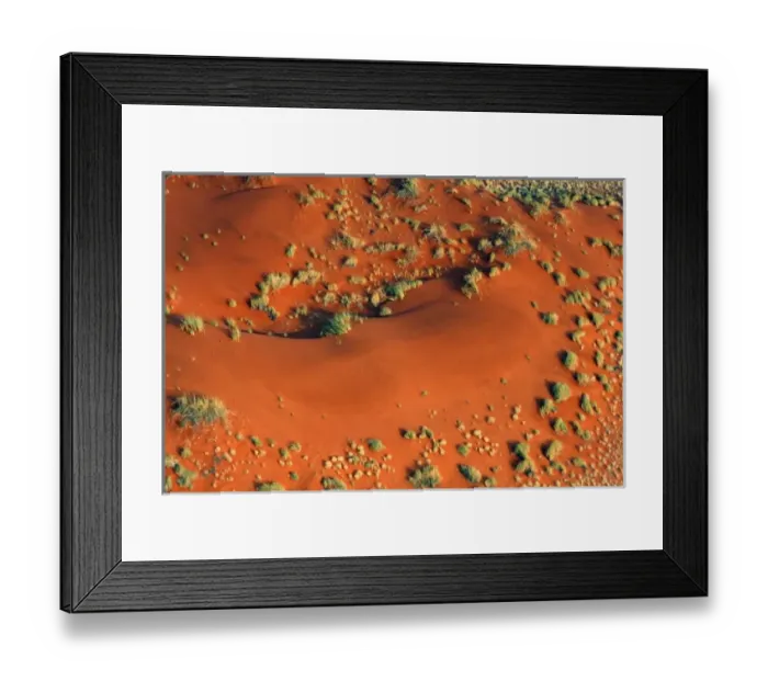 Framed Print : Africa, Namibia, Sossusvlei. Aerial view of red dunes and grasses of the NamibRand