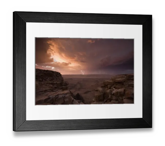 Framed Print : Namibia, Fish River Canyon National Park, Lightning strikes from storm clouds above