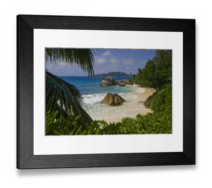 Framed Print : Coastal beach on La Digue Island. (Not available for puzzles in France, DOM TOM, Monaco Framed Print : Coastal beach on La Digue Island. (Not available for puzzles in France, DOM TOM, Monaco