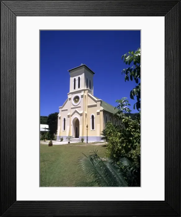 Framed Print : Beautiful perfect scene of a beautiful Notre Dame Catholic Church at La Digue in Framed Print : Beautiful perfect scene of a beautiful Notre Dame Catholic Church at La Digue in