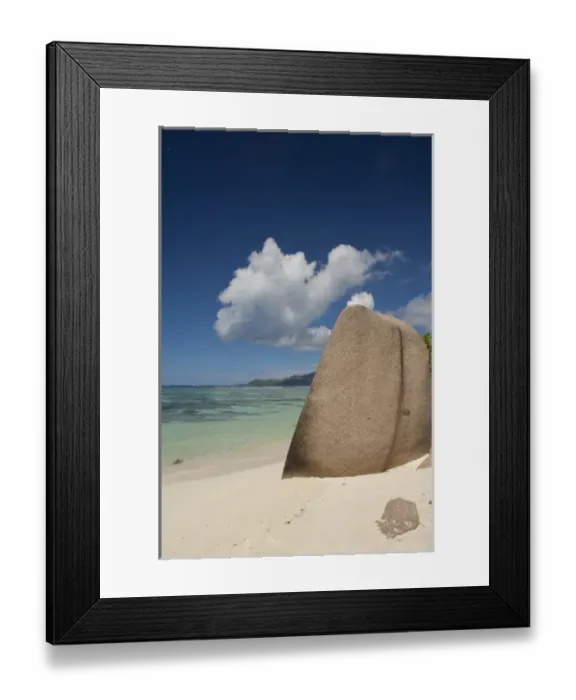 Framed Print : Seychelles, Island of La Digue. Anse Source D Agent, popular white sand beach Framed Print : Seychelles, Island of La Digue. Anse Source D Agent, popular white sand beach