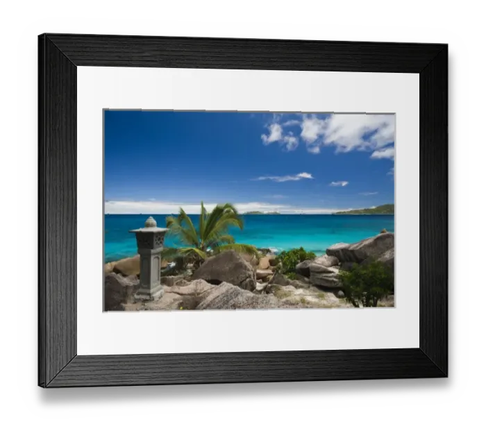 Framed Print : Seychelles, La Digue Island, Anse Patates bay, small lantern by L Ocean Hotel Framed Print : Seychelles, La Digue Island, Anse Patates bay, small lantern by L Ocean Hotel