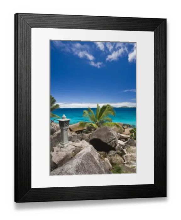 Framed Print : Seychelles, La Digue Island, Anse Patates bay, small lantern by L Ocean Hotel Framed Print : Seychelles, La Digue Island, Anse Patates bay, small lantern by L Ocean Hotel