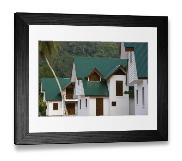 Framed Print : Seychelles, La Digue Island, La Passe, new housing
