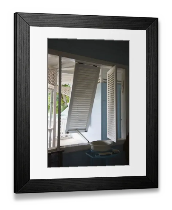 Framed Print : Seychelles, Mahe Island, Anse aux Pins, Creole Craft Village, shutters Framed Print : Seychelles, Mahe Island, Anse aux Pins, Creole Craft Village, shutters