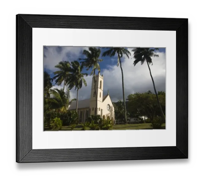 Framed Print : Seychelles, Mahe Island, Bel Ombre, town church