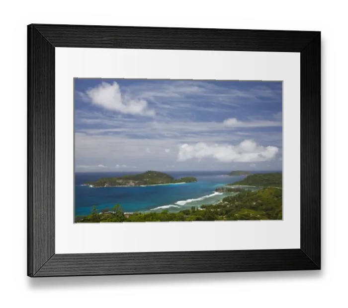 Framed Print : Seychelles, Mahe Island, Port Glaud, overview of coast Framed Print : Seychelles, Mahe Island, Port Glaud, overview of coast
