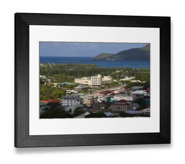 Framed Print : Seychelles, Mahe Island, Victoria, from Beau Vallon Road Framed Print : Seychelles, Mahe Island, Victoria, from Beau Vallon Road