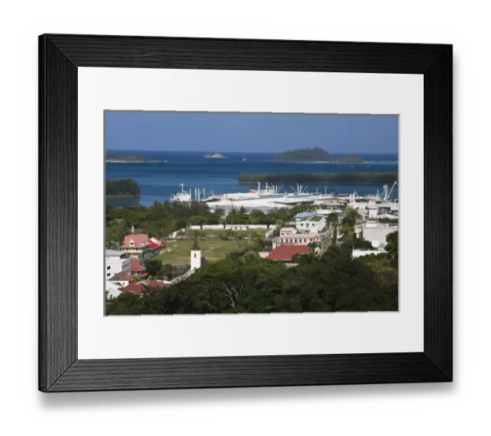 Framed Print : Seychelles, Mahe Island, Victoria, Inner Harbor, from Beau Vallon Road Framed Print : Seychelles, Mahe Island, Victoria, Inner Harbor, from Beau Vallon Road