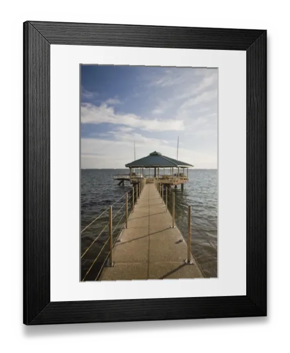 Framed Print : Seychelles, Praslin Island, Anse Bois de Rose, pier at Coco de Mer Hotel